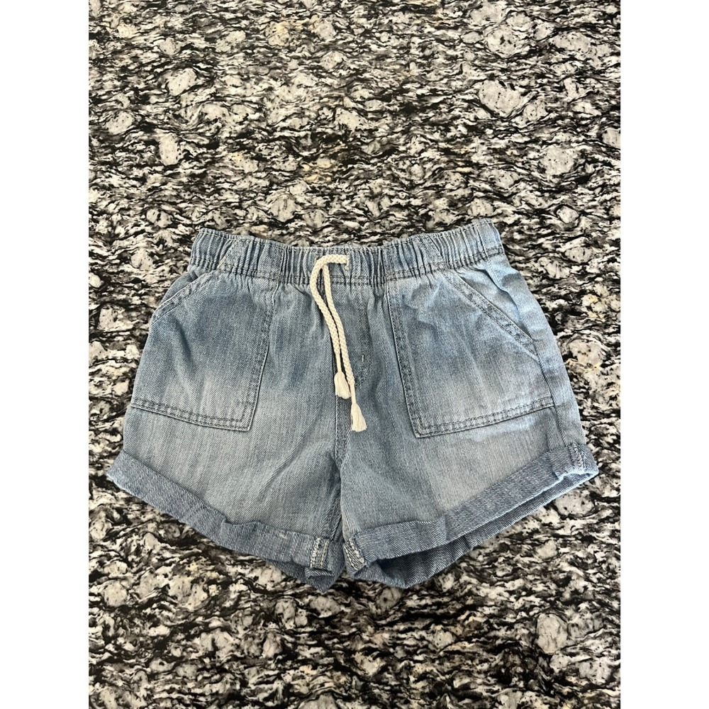 Cat & Jack‎ Girls Light Wash Denim Pull On Shorts Size M 8 Blue Cuffed Elastic